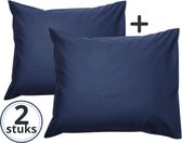 Droomtextiel Hotelkwaliteit Kussenslopen - Navy Blauw - Set van 2 Stuks 60x70cm - 100% Hoogwaardige Katoen