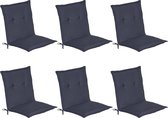 Beautissu Set van 6x Tuinkussens Lage Rug Loft NL 100 x 50 x 6 cm - Kussen Blauw - Zitkussen Sierkussen Tuinstoel