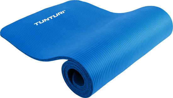 Tunturi fitnessmat - Yogamat - Sportmat gemaakt van zacht NBR materiaal - 180 x 60 x 1,5cm - Blauw - Incl. gratis fitness app