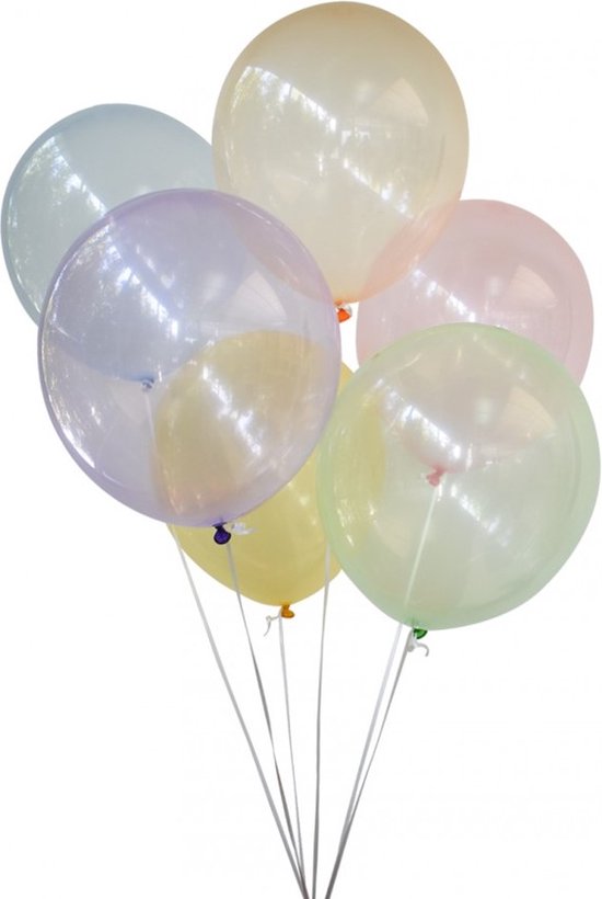 Bubble ballon transparant Pastel kleuren assorti 12 inch per 50 stuks.
