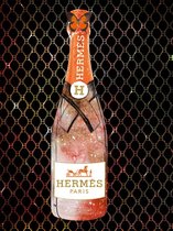 80 x 60 cm - Glasschilderij - Perfect combination: Rosé van Hermes - schilderij fotokunst - verwerkt met metaalfolie