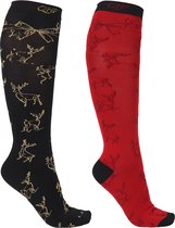 Lot de 2 chaussettes de Noël Chaussettes Zwart et Rouge - Noir-rouge - 35-38