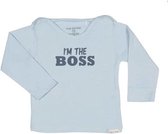 Long sleeve I'm the boss licht blauw Maat 86