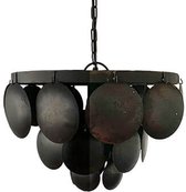 Hanglamp  - metalen lamp - ronde schijven  - 50 cm rond - verweerd zwart - trendy  -  H50cm