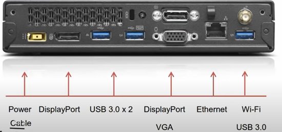 Refurbished Lenovo ThinkCentre M93p Tiny Computer Desktop - i5-4570T - 8GB - 256GB SSD - Windows 10 PRO - 1 Jaar Garantie