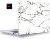 MacBook Pro 13 Inch M1 Case - Hardcover Hardcase Shock Proof Hoes A2338 Cover - Marmer White/Gray