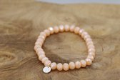 Bubbels Sieraden crystal armband pale peach pearl shine - oranje - Maat one size