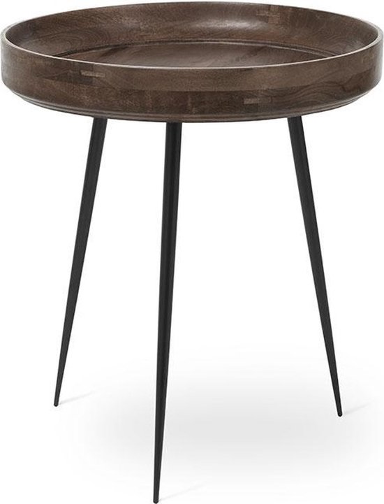 Mater Bowl table M - sirka grey stained mango wood - steel legs D46cm / H52cm
