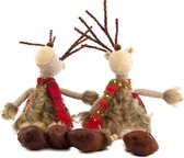 Rendier kerstman pop - Set - Multi - 18x8x50cm