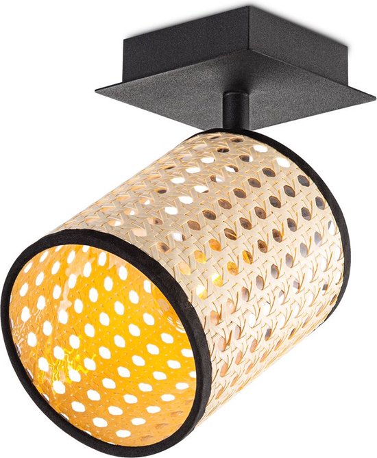Home Sweet Home - Landelijke LED Wandspot Dean PVC - Zwart - 10/10/22cm - wandlamp - metaal - E27 fitting - lampenkap gemaakt van PVC