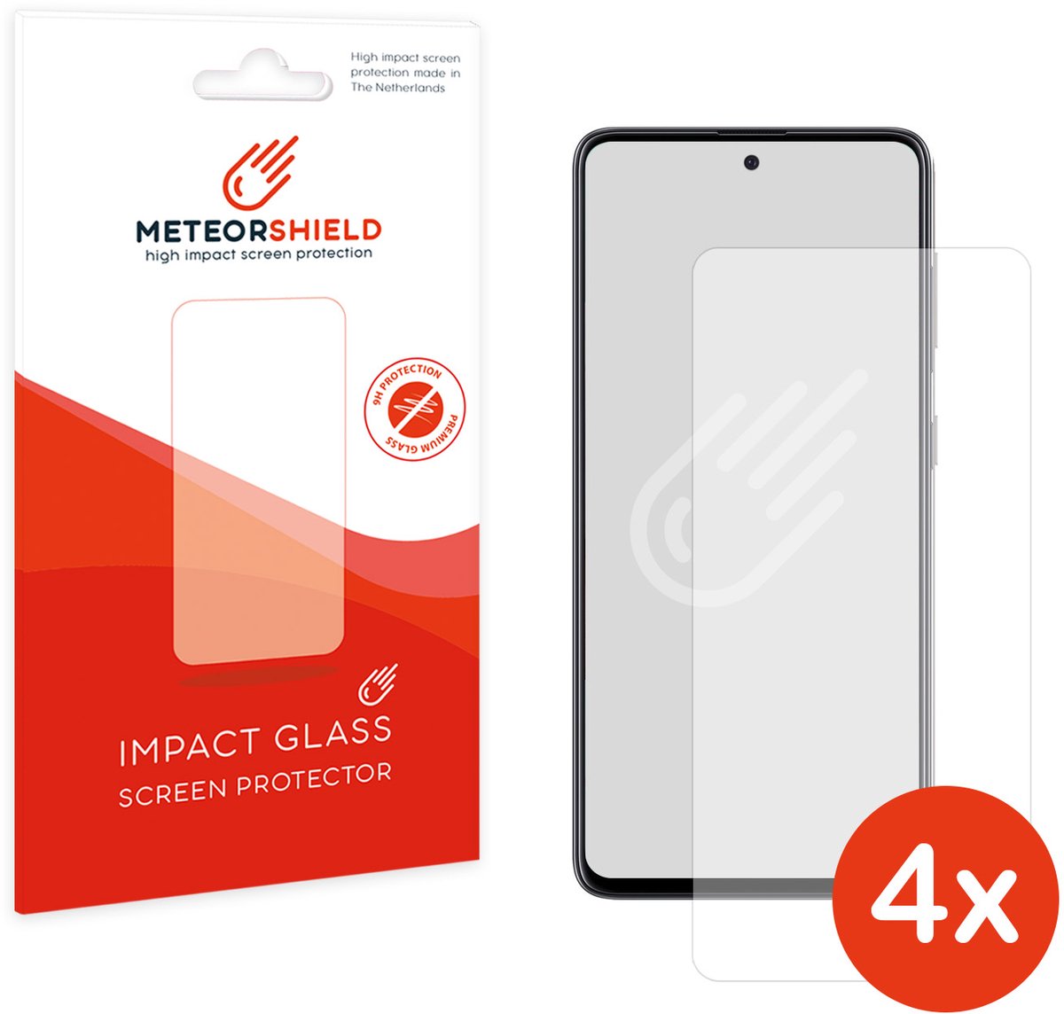 4 stuks: Meteorshield Samsung Galaxy A52 screenprotector - Ultra clear impact glass