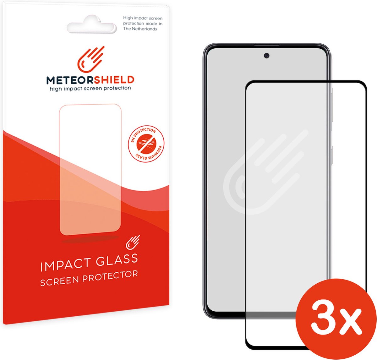 3 stuks: Meteorshield Samsung Galaxy A51 screenprotector - Full screen