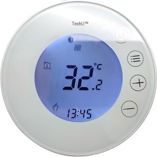 TechU™ Smart Thermostat Rond – Wit – Application gratuite, Wifi, Google  Assistant &... | bol.com