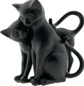 Beeld Katjes - Twee Knuffelende Katten - 19 x 16 x 11 cm - Zwart