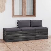 vidaXL 3-delige Loungeset met kussens pallet massief grenenhout