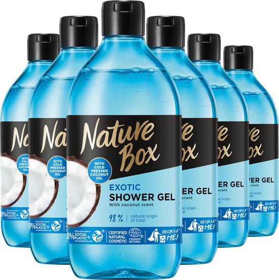 Nature Box - Coconut Moisture & Freshness - Shower Gel - Douchegel - Voordeelverpakking - 6 x 385 ml