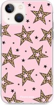 iPhone 13 hoesje TPU Soft Case - Back Cover - Rebell Leopard Sterren Roze