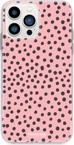 Fooncase Hoesje Geschikt voor iPhone 13 Pro Max - Shockproof Case - Back Cover / Soft Case - POLKA / Stipjes / Stippen / Roze