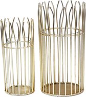 Pippa Design Windlicht - draadstructuur - glas - goud - set van 2