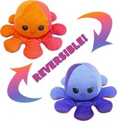 Octopus knuffel - Mood knuffel - Oranje / Paars - Blij/Boos knuffel - Omkeerbaar - Emotie knuffel