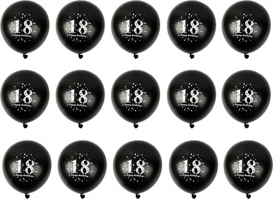 Verjaardag feest ballonnen 18 jaar 15 stuks.