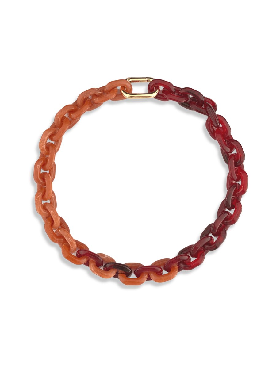 Zatthu Jewelry - N21AW368 - Hiba oranje rode ketting van resin