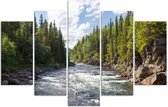 Trend24 - Canvas Schilderij - Rivier In Een Bos - Vijfluik - Landschappen - 100x70x2 cm - Groen