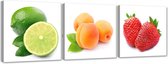 Trend24 - Canvas Schilderij - Sappig Fruit - Schilderijen - Voedsel - 120x40x2 cm - Meerkleurig