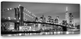 Trend24 - Canvas Schilderij - Brooklyn Bridge - Schilderijen - Steden - 150x50x2 cm - Zwart