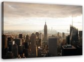 Trend24 - Canvas Schilderij - Uitzicht Op Manhattan - Schilderijen - Steden - 120x80x2 cm - Bruin