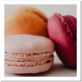 Trend24 - Canvas Schilderij - Drie Kleurrijke Macarons - Schilderijen - Voedsel - 30x30x2 cm - Roze