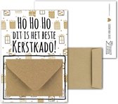 Geldkaart met mini Envelopje -> Kerst - No: 15 (Kadootjes-goudkleurig/zwart-HoHoHo Beste KerstKado) - LeuksteKaartjes.nl by xMar