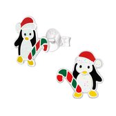 Oorbellen meisje - kinderoorbellen meisje zilver - Zilveren oorstekers, pinguin kerst - Sparkle & More