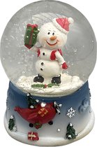 Wurm - Sneeuwbol - Kerst - Sneeuwpop met cadeau - Ø7 - 9 cm - Polyresin