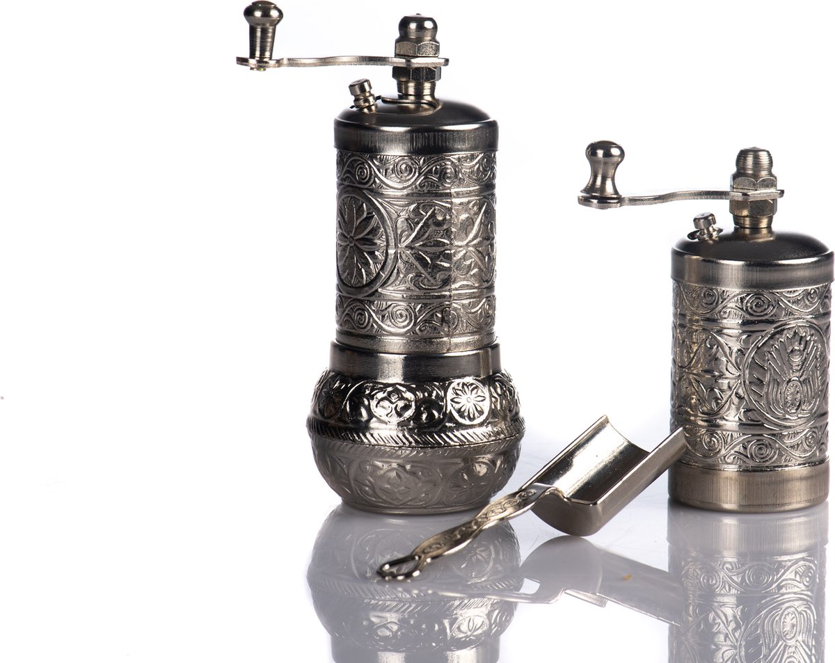 Zout En Pepermolen Set - Kruidenmolen - Pepermolen Molen - Pepermolen - Kruidenmolen - Zoutmolen - Koffiebonenmolen - Kruidenmolen Handleiding - (Helder zilver)