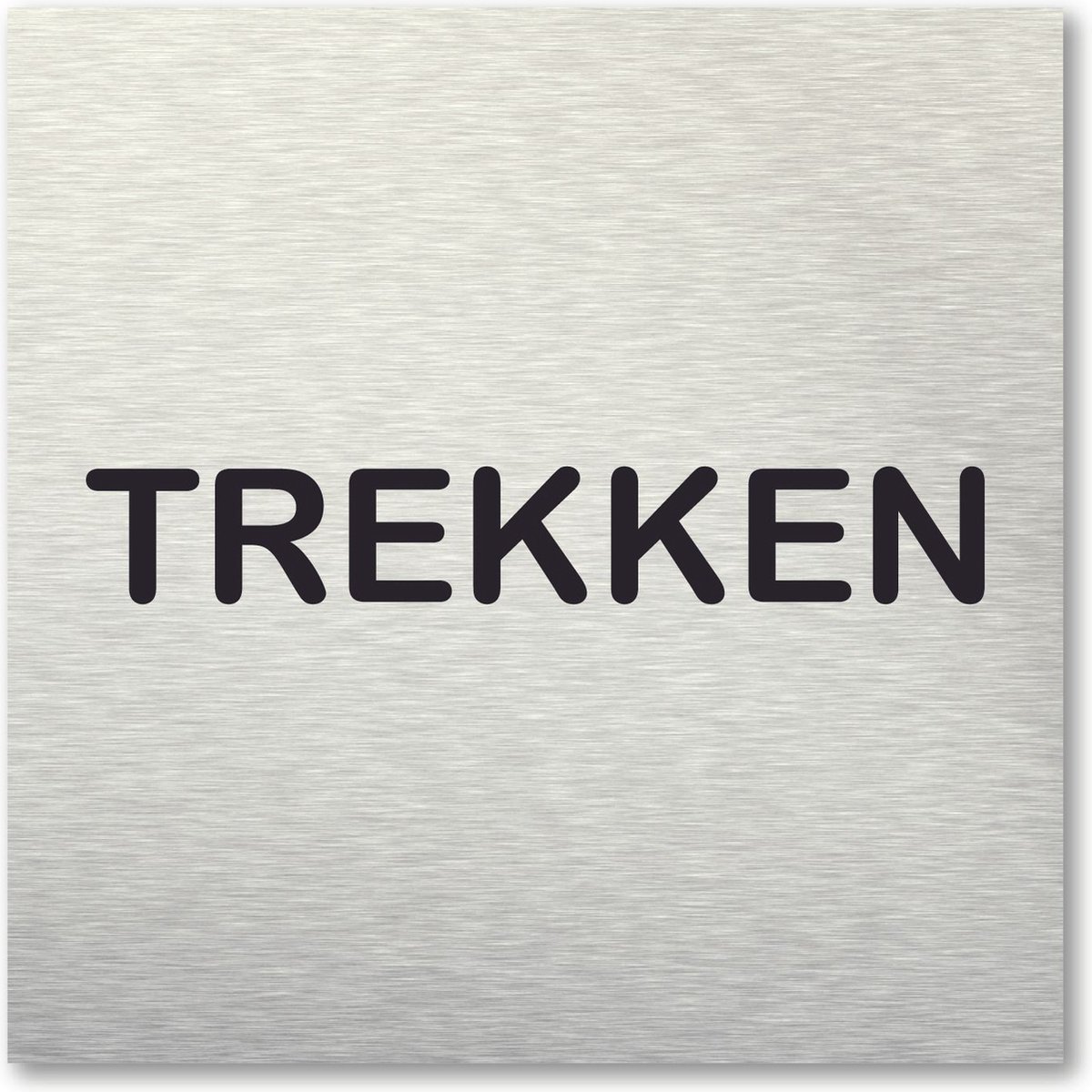 Pictogram Trekken - aluminum rvs look - deurbordje - 10 x 10 cm - zelfklevend - vierkant