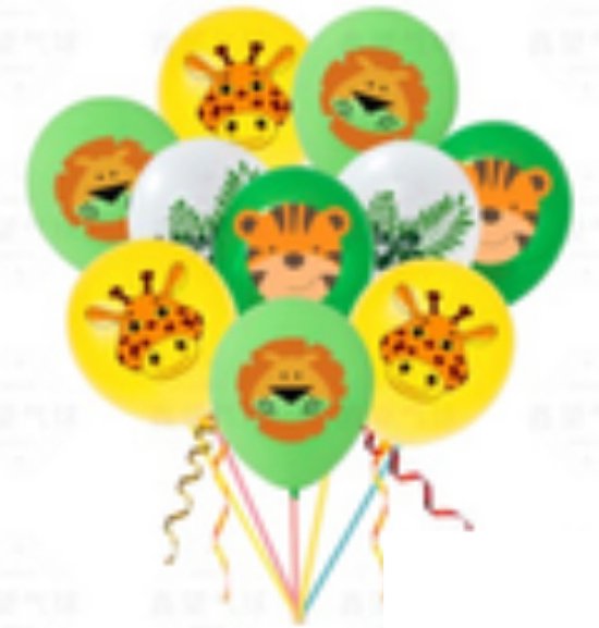 Jungle Thema - Ballonnen - kinderfeestje - giraffe - leeuw - tijger - partijtje - feest - versiering- Set van 6