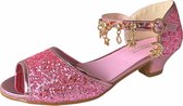Elsa Prinsessen schoenen roze glitter + bedeltjes maat 31 – binnenmaat 20,5 cm - bij jurk verkleedkleding
