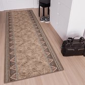 Tapiso Antislip Rubber Mat Licht Bruin Creme Klassiek Modern Rubbermat Tapijt Maat- 120x1000