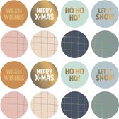 25 x Grote Kerst Cadeaustickers - Goud Groen Blauw Beige Roze - Sluitzegel - Sluitstickers - Stickers Kerstmis - Kerststickers Voor Op Een Cadeau - Versiering Cadeau - 5 cm
