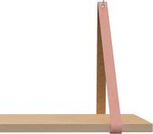 Leren Plankdragers - Handles and more® - 100% leer - ZACHTROZE - Set van 2 leren plank banden