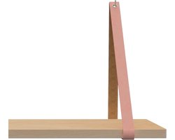Leren Plankdragers - Handles and more® - 100% leer - ZACHTROZE - Set van 2 leren plank banden