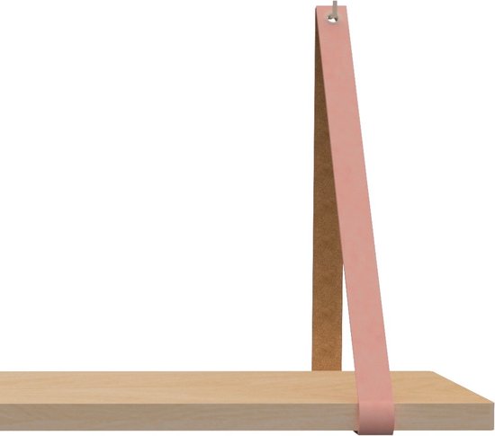 Leren Plankdragers - Handles and more® - 100% leer - ZACHTROZE - Set van 2 leren plank banden
