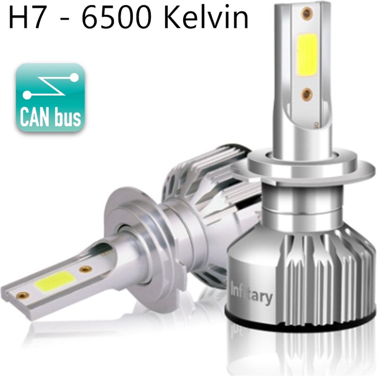 Ampoule H7 LED COB / Voiture / Moto / Scooter (Set 2 pièces) - CANbus / Wit  Brillant