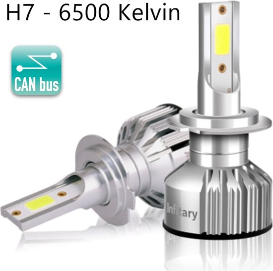 H7 LED Lamp Auto/Motor/Scooter (Set 2 stuks) - Interne CANbus adapter - 6500K Helder... |