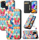 Luxe PU Lederen Wallet Case + PMMA Screenprotector voor Galaxy A21s _ Magische Ruimte