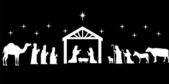 Raamsticker Kerst - Kerststal Wit - Herbruikbaar