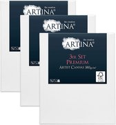 Artina Set van 3 Schildersdoeken 40x60 cm - FSC® Schildersdoek 3 Stuks - Premium Canvas Dubbel Geprimed Spieraam Wit