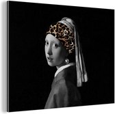 Wanddecoratie Metaal - Aluminium Schilderij Industrieel - Kunst - Meisje met de parel - Panter - 160x120 cm - Dibond - Foto op aluminium - Industriële muurdecoratie - Voor de woonkamer/slaapkamer