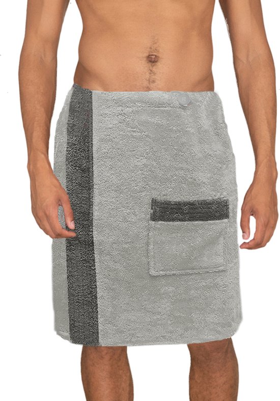 JEMIDI Sauna badstof kilt sarong heren antraciet grijs 100% katoen sauna kilt... | bol.com